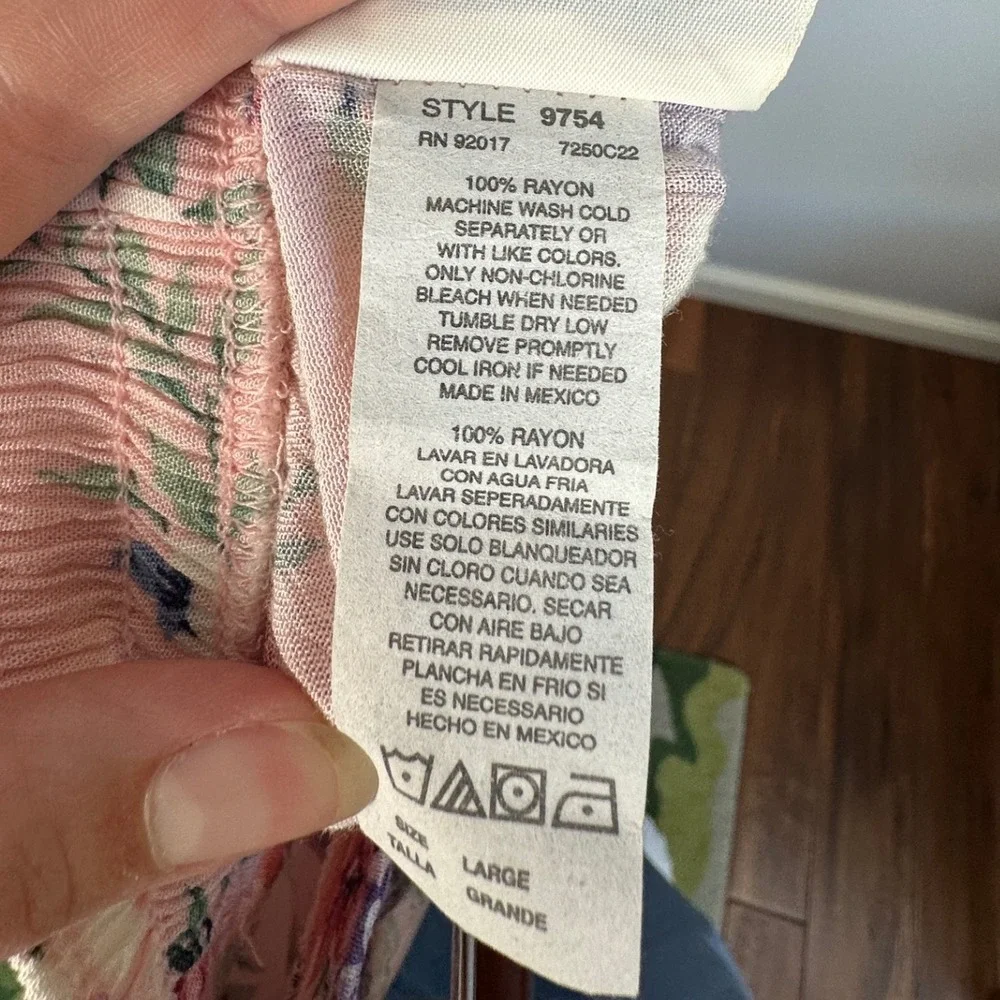 Vintage Jaclyn Smith Pink Floral Rayon Skirt Women's L Cottagecore Midi 90s - Picture 5 of 5